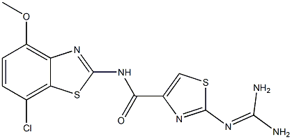 2-(Diaminomethyleneamino)-N-(7-chloro-4-methoxy-2-benzothiazolyl)thiazole-4-carboxamide Struktur