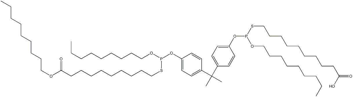 10,10'-[[Isopropylidenebis(4,1-phenyleneoxy)]bis[(nonyloxy)phosphinediylthio]]bis(decanoic acid nonyl) ester Struktur