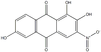 1,2,6-Trihydroxy-3-nitro-9,10-anthracenedione Struktur