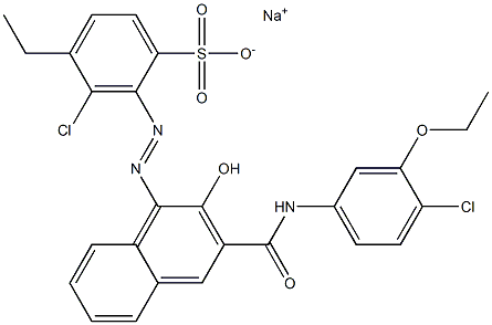 3-Chloro-4-ethyl-2-[[3-[[(4-chloro-3-ethoxyphenyl)amino]carbonyl]-2-hydroxy-1-naphtyl]azo]benzenesulfonic acid sodium salt Struktur