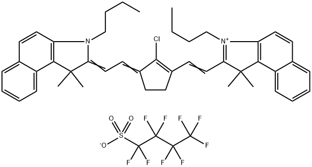 3-butyl-2-((E)-2-((E)-3-((E)-2-(3-butyl-1,1-dimethyl-1,3-dihydro-2H-benzo[e]indol-2-ylidene)ethylidene)-2-chlorocyclopent-1-en-1-yl)vinyl)-1,1-dimethyl-1H-benzo[e]indol-3-ium iodide Struktur