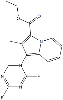 ethyl-1-(difluoro-1,3,5-triazinyl)-2-methylindolizine-3-carboxylate Struktur