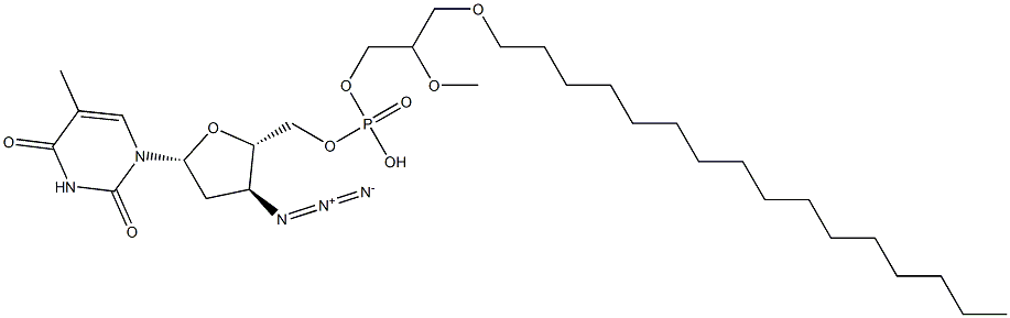 3'-azido-3'-deoxythymidine 5'-(3-(1-O-hexadecyl-2-O-methylglycerol)phosphate) Struktur