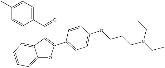 3-p-toluoyl-2-(4'-(3-diethylaminopropoxy)-phenyl)-benzofuran Struktur