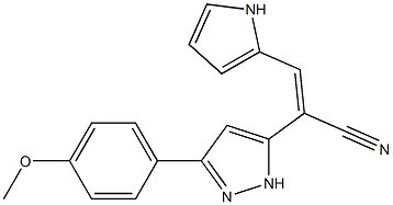 2-(3-(4-methoxyphenyl)pyrazol-5-yl)-3-(2-pyrrolyl)acrylonitrile Struktur