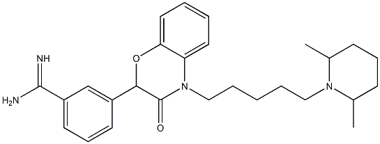 3-(4-(5-(2,6-dimethyltetrahydro-1(2H)-pyridinyl)pentyl)-3-oxo-3,4-dihydro-2H-1,4-benzoxazin-2-yl)-1-benzenecarboximidamide Struktur