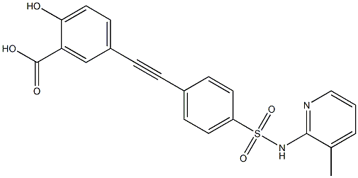 2-hydroxy-5-((4-((3-methyl-2-pyridinylamino)sulfonyl)phenyl)ethynyl)benzoic acid Struktur