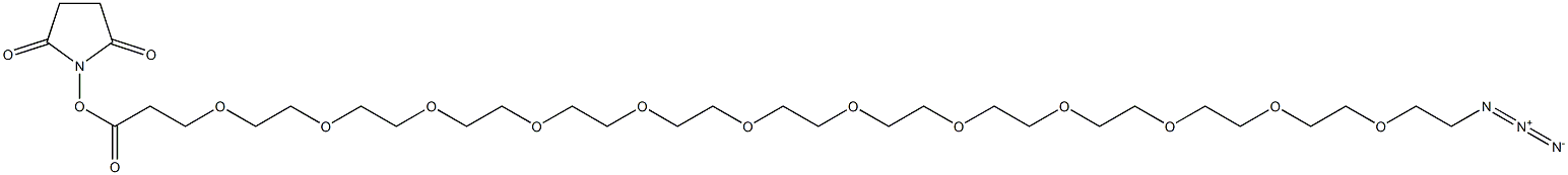 1-Azido-3,6,9,12,15,18,21,24,27,30,33,36-dodecaoxanonatriacontan-39-oic acid succinimidyl ester Struktur