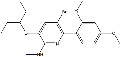 5-BROMO-6-(2,4-DIMETHOXYPHENYL)-3-(1-ETHYLPROPOXY)-N-METHYLPYRIDIN-2-AMINE Struktur