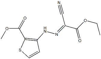 methyl 3-[2-(1-cyano-2-ethoxy-2-oxoethylidene)hydrazino]thiophene-2-carboxylate Struktur