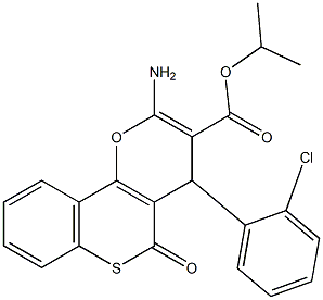 isopropyl 2-amino-4-(2-chlorophenyl)-5-oxo-4H,5H-thiochromeno[4,3-b]pyran-3-carboxylate Struktur