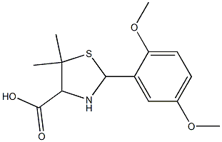 2-(2,5-dimethoxyphenyl)-5,5-dimethyl-1,3-thiazolane-4-carboxylic acid Struktur