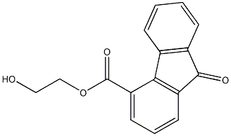 2-hydroxyethyl 9-oxo-9H-4-fluorenecarboxylate Struktur