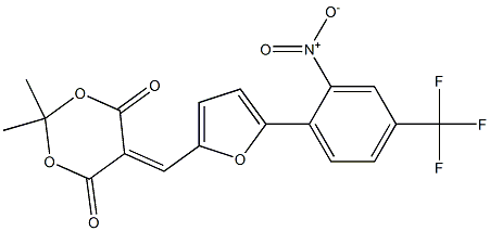 2,2-dimethyl-5-({5-[2-nitro-4-(trifluoromethyl)phenyl]-2-furyl}methylidene)-1,3-dioxane-4,6-dione Struktur