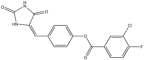 4-[(2,5-dioxotetrahydro-1H-imidazol-4-yliden)methyl]phenyl 3-chloro-4-fluorobenzoate Struktur