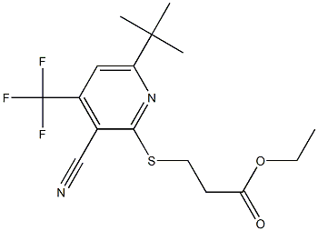 ethyl 3-{[6-(tert-butyl)-3-cyano-4-(trifluoromethyl)-2-pyridinyl]sulfanyl}propanoate Struktur