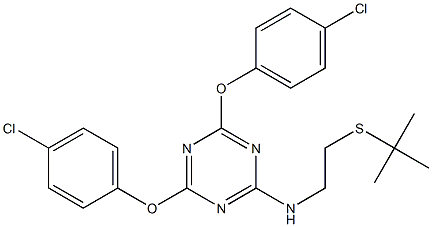 N2-[2-(tert-butylthio)ethyl]-4,6-di(4-chlorophenoxy)-1,3,5-triazin-2-amine Struktur