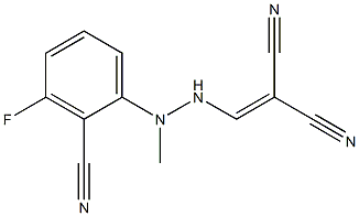 2-{[2-(2-cyano-3-fluorophenyl)-2-methylhydrazino]methylidene}malononitrile Struktur