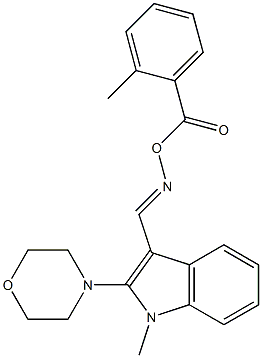 1-methyl-3-({[(2-methylbenzoyl)oxy]imino}methyl)-2-morpholino-1H-indole Struktur