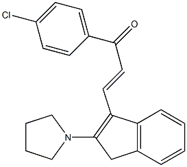 1-(4-chlorophenyl)-3-(2-tetrahydro-1H-pyrrol-1-yl-1H-inden-3-yl)prop-2-en-1-one Struktur