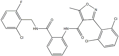 N4-(2-{[(2-chloro-6-fluorobenzyl)amino]carbonyl}phenyl)-3-(2,6-dichlorophenyl)-5-methylisoxazole-4-carboxamide Struktur