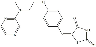 5-[(E)-(4-{2-[methyl(2-pyrazinyl)amino]ethoxy}phenyl)methylidene]-1,3-thiazolane-2,4-dione Struktur