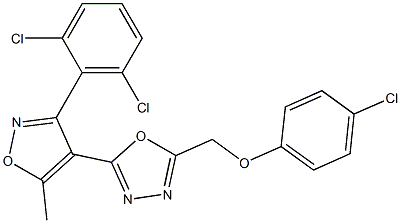 2-[(4-chlorophenoxy)methyl]-5-[3-(2,6-dichlorophenyl)-5-methyl-4-isoxazolyl]-1,3,4-oxadiazole Struktur