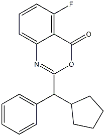 2-[cyclopentyl(phenyl)methyl]-5-fluoro-4H-3,1-benzoxazin-4-one Struktur