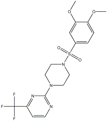 1-[(3,4-dimethoxyphenyl)sulfonyl]-4-[4-(trifluoromethyl)pyrimidin-2-yl]piperazine Struktur