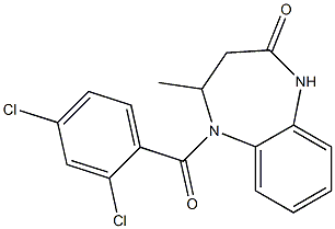 5-(2,4-dichlorobenzoyl)-4-methyl-2,3,4,5-tetrahydro-1H-1,5-benzodiazepin-2-one Struktur