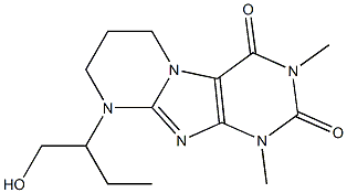 9-[1-(hydroxymethyl)propyl]-1,3-dimethyl-1,2,3,4,6,7,8,9-octahydropyrimido[2,1-f]purine-2,4-dione Struktur