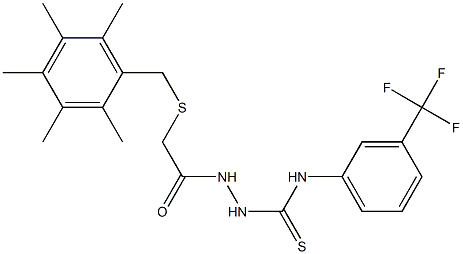 N1-[3-(trifluoromethyl)phenyl]-2-{2-[(2,3,4,5,6-pentamethylbenzyl)thio]acetyl}hydrazine-1-carbothioamide Struktur