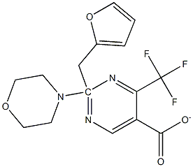 2-furylmethyl 2-morpholino-4-(trifluoromethyl)pyrimidine-5-carboxylate Struktur