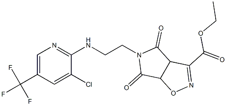 ethyl 5-(2-{[3-chloro-5-(trifluoromethyl)-2-pyridinyl]amino}ethyl)-4,6-dioxo-4,5,6,6a-tetrahydro-3aH-pyrrolo[3,4-d]isoxazole-3-carboxylate Struktur