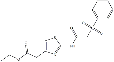 ethyl 2-(2-{[2-(phenylsulfonyl)acetyl]amino}-1,3-thiazol-4-yl)acetate Struktur