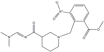 methyl 2-{[3-({[(E)-(dimethylamino)methylidene]amino}carbonyl)piperidino]methyl}-3-nitrobenzenecarboxylate Struktur