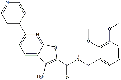 3-amino-N-(2,3-dimethoxybenzyl)-6-(4-pyridinyl)thieno[2,3-b]pyridine-2-carboxamide Struktur