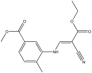 methyl 3-[(2-cyano-3-ethoxy-3-oxoprop-1-enyl)amino]-4-methylbenzoate Struktur