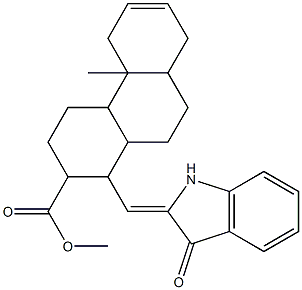 2,4b-dimethyl-1-[(3-oxo-2,3-dihydro-1H-indol-2-yliden)methyl]-1,2,3,4,4a,4b,5,8,8a,9,10,10a-dodecahydrophenanthrene-2-carboxylic acid Struktur