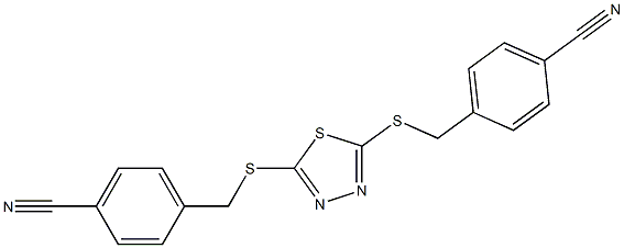 4-[({5-[(4-cyanobenzyl)thio]-1,3,4-thiadiazol-2-yl}thio)methyl]benzonitrile Struktur