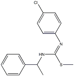 1-chloro-4-({(E)-(methylsulfanyl)[(1-phenylethyl)amino]methylidene}amino)benzene Struktur