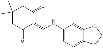 2-[(1,3-benzodioxol-5-ylamino)methylene]-5,5-dimethyl-1,3-cyclohexanedione Struktur