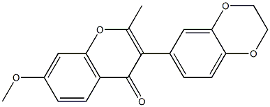 3-(2,3-dihydro-1,4-benzodioxin-6-yl)-7-methoxy-2-methyl-4H-chromen-4-one Struktur