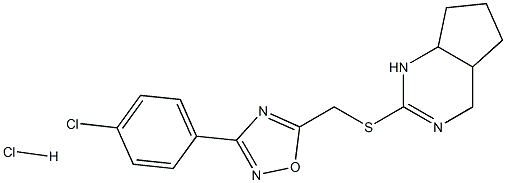 5-[(4,4a,5,6,7,7a-hexahydro-1H-cyclopenta[d]pyrimidin-2-ylthio)methyl]-3-(4-chlorophenyl)-1,2,4-oxadiazole hydrochloride Struktur