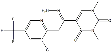 5-{2-[3-chloro-5-(trifluoromethyl)-2-pyridinyl]ethanehydrazonoyl}-1,3-dimethyl-2,4(1H,3H)-pyrimidinedione Struktur