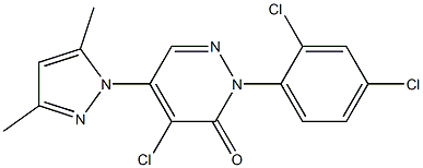 4-chloro-2-(2,4-dichlorophenyl)-5-(3,5-dimethyl-1H-pyrazol-1-yl)-2,3-dihydropyridazin-3-one Struktur