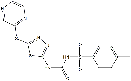 2-({5-[({[(4-methylphenyl)sulfonyl]amino}carbonyl)amino]-1,3,4-thiadiazol-2-yl}sulfanyl)pyrazine Struktur