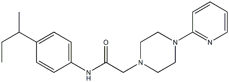 N-[4-(sec-butyl)phenyl]-2-[4-(2-pyridinyl)piperazino]acetamide Struktur