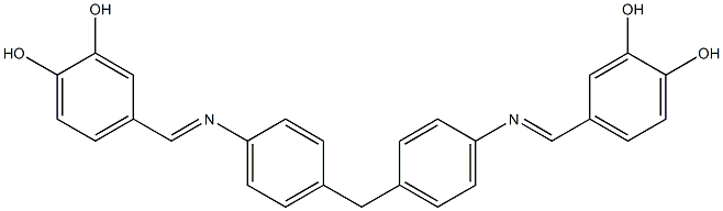 4-{[(4-{4-[(3,4-dihydroxybenzylidene)amino]benzyl}phenyl)imino]methyl}benzene-1,2-diol Struktur