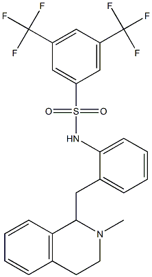 N1-{2-[(2-methyl-1,2,3,4-tetrahydroisoquinolin-1-yl)methyl]phenyl}-3,5-di(trifluoromethyl)benzene-1-sulfonamide Struktur